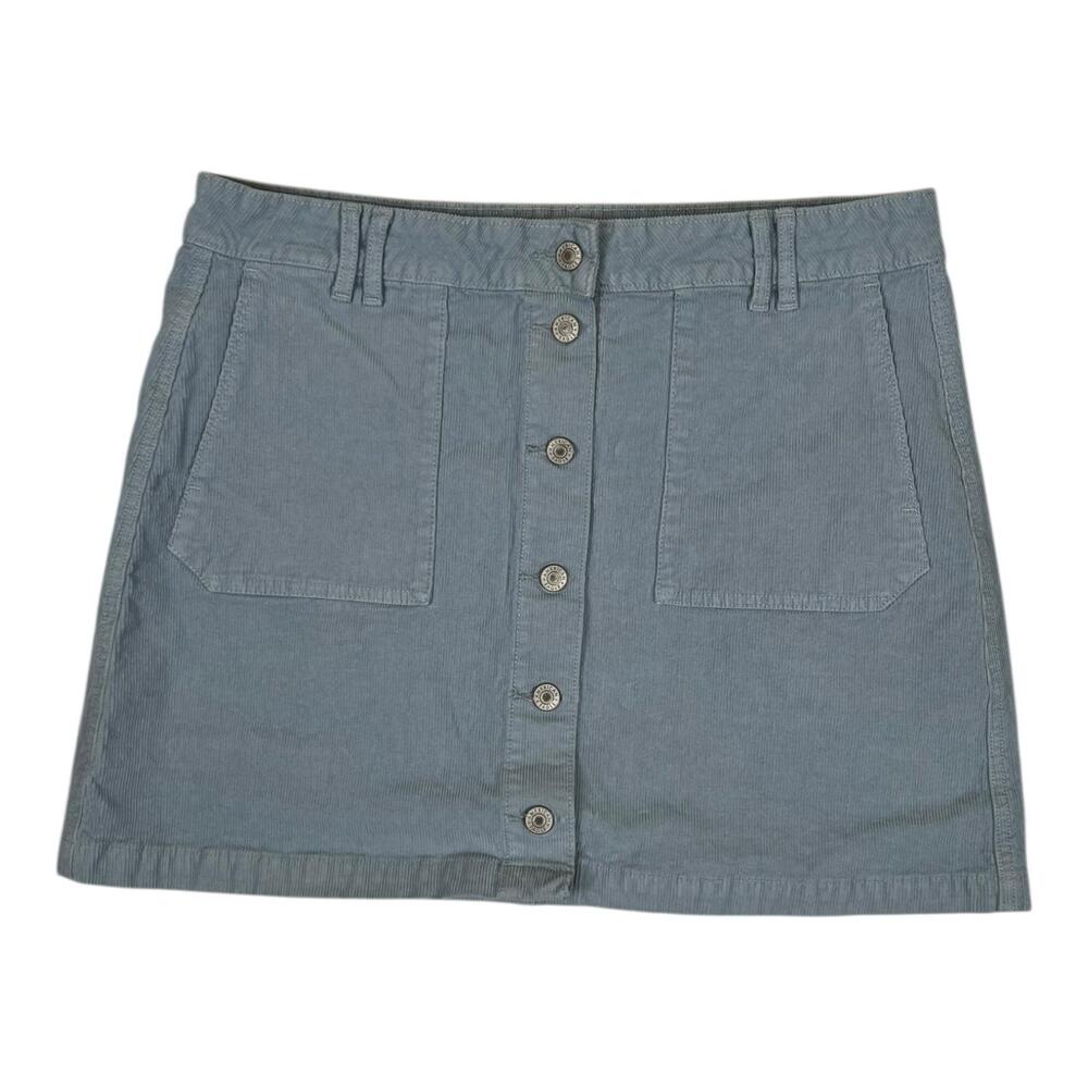 American Eagle Skirt Womens 14 Long Blue Corduroy Button Front Pockets Casual